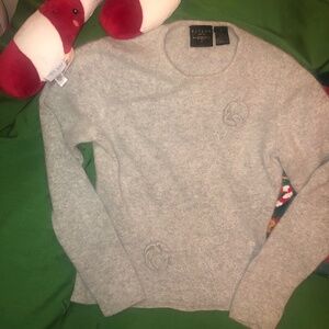 Winter Sale B Moss Gray floral Angora soft floral sweater